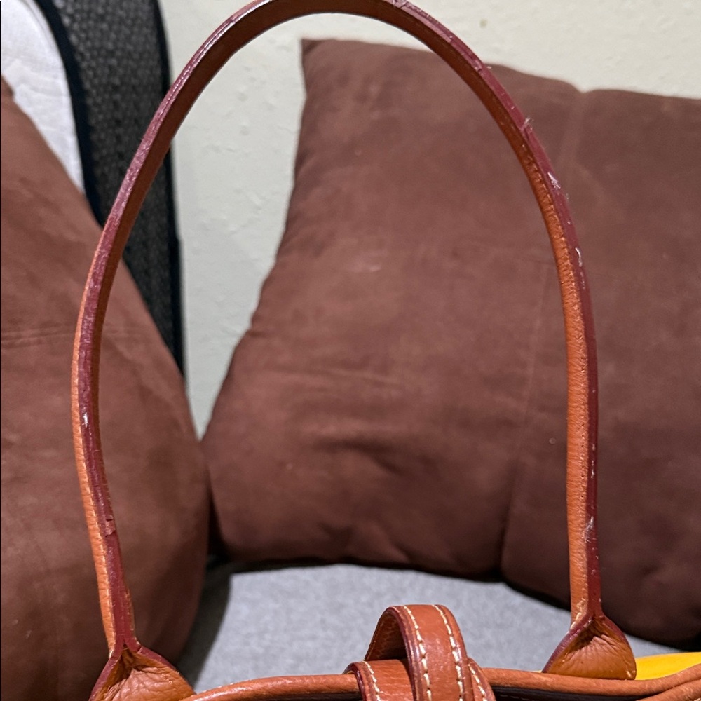 Dooney & Bourke Mustard Yellow Tote with Brown Accents - Picture 5 of 11